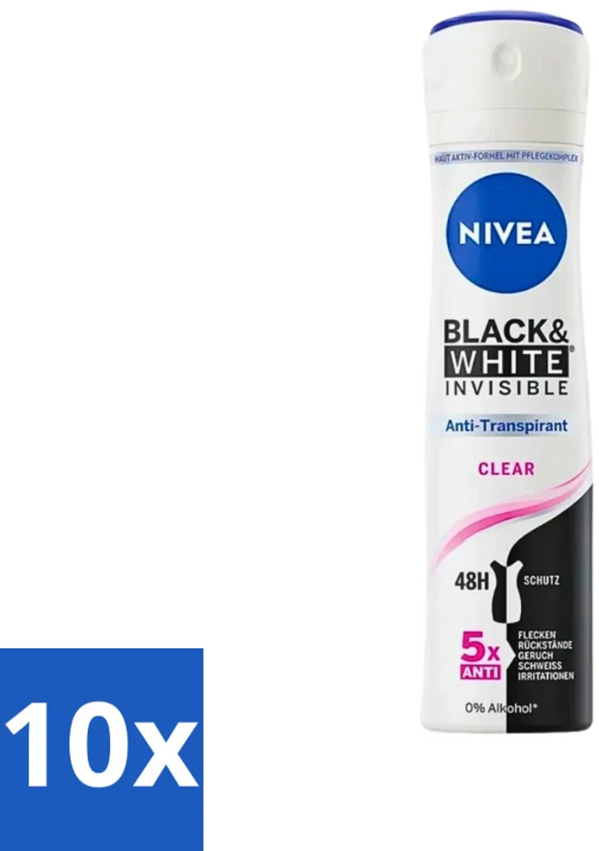 NIVEA Black & White Invisible Clear Deo Spray 150ml