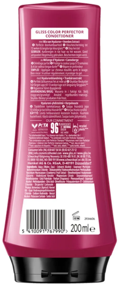 Gliss - Hair Repair - Conditioner voor Kleurbehoud en Glans - 200 ml - Voordeelverpakking - 24 stuks