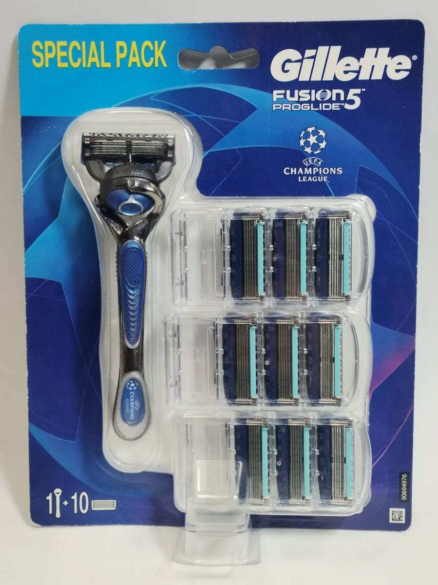 Gillette Fusion Proglide Set - 10 Mesjes (5x2) - Blauw/Oranje/Zwart