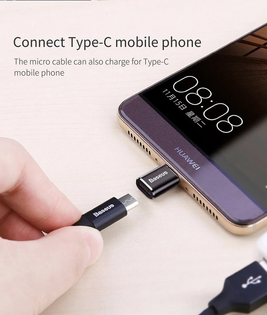 Baseus CAAOTG-01 USB-C naar USB Adapter - Zwart