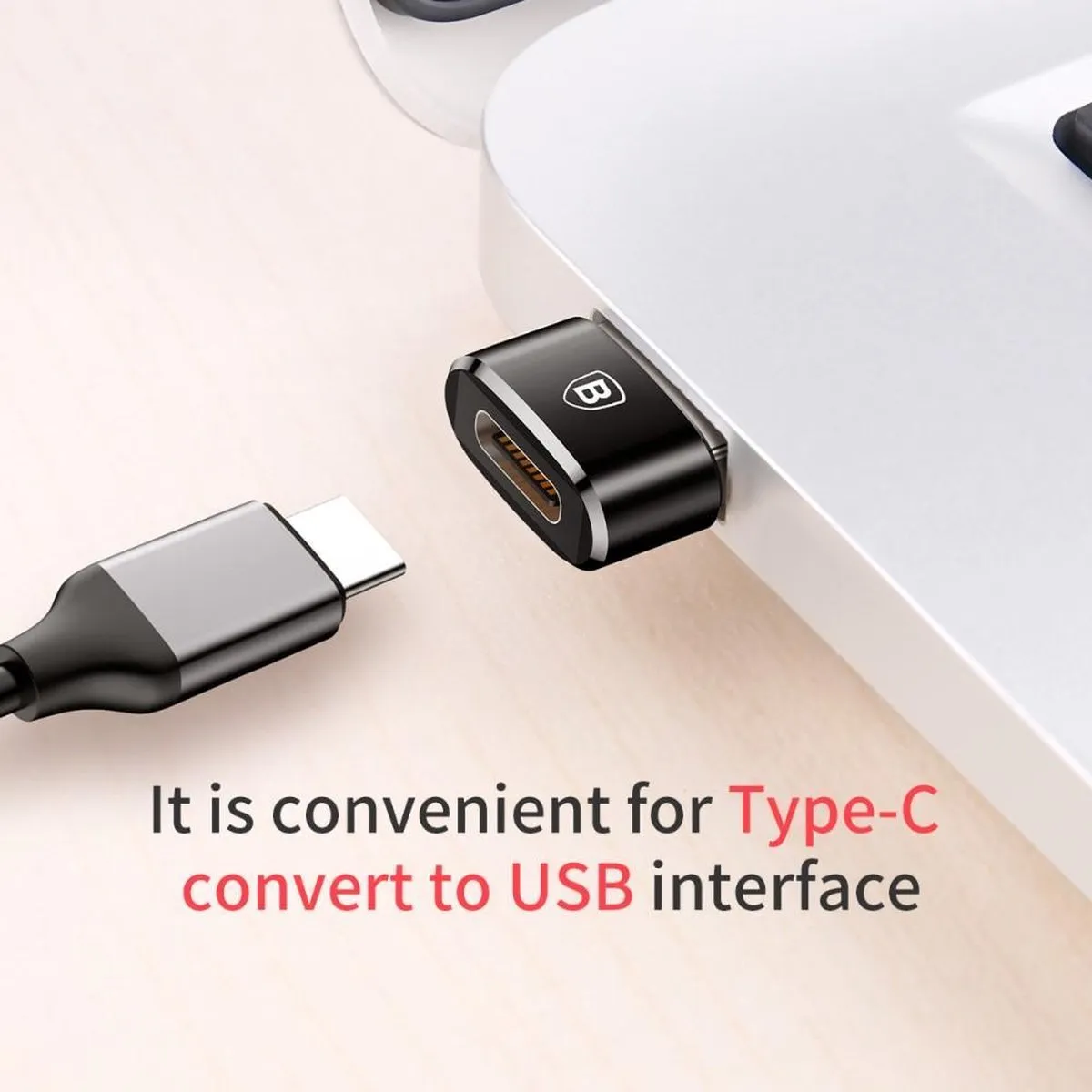 Baseus CAAOTG-01 USB-C naar USB Adapter - Zwart