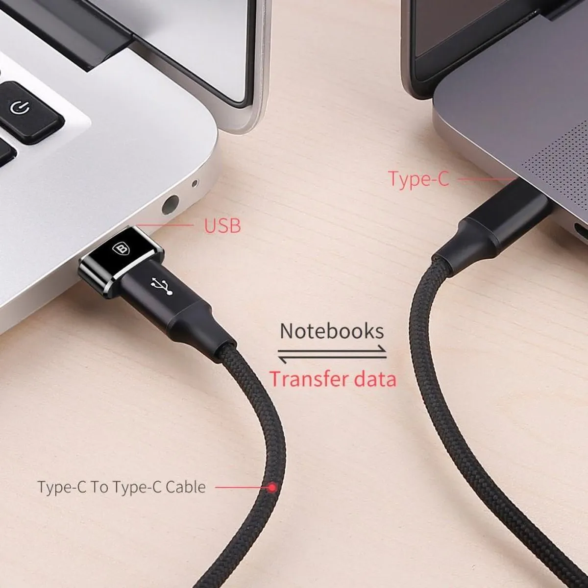 Baseus CAAOTG-01 USB-C naar USB Adapter - Zwart