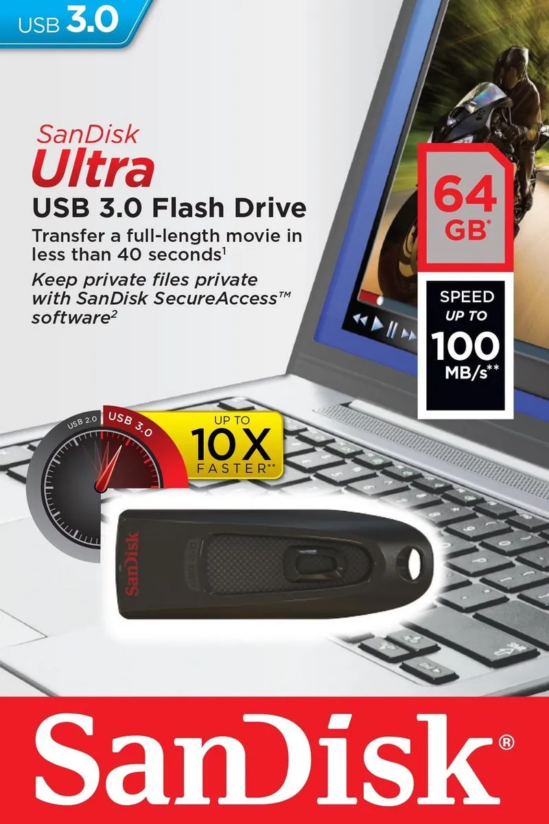 SanDisk Cruzer Ultra SDCZ48-064G-U46 USB-stick 64GB - Zwart - afbeelding 6 van 6