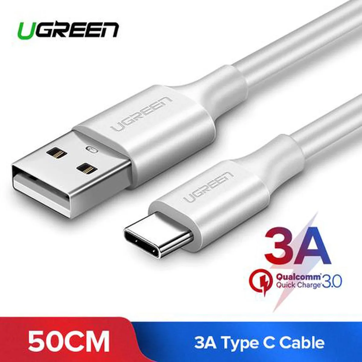 UGREEN USB-A naar USB-C Kabel 3A 0,5m - Wit