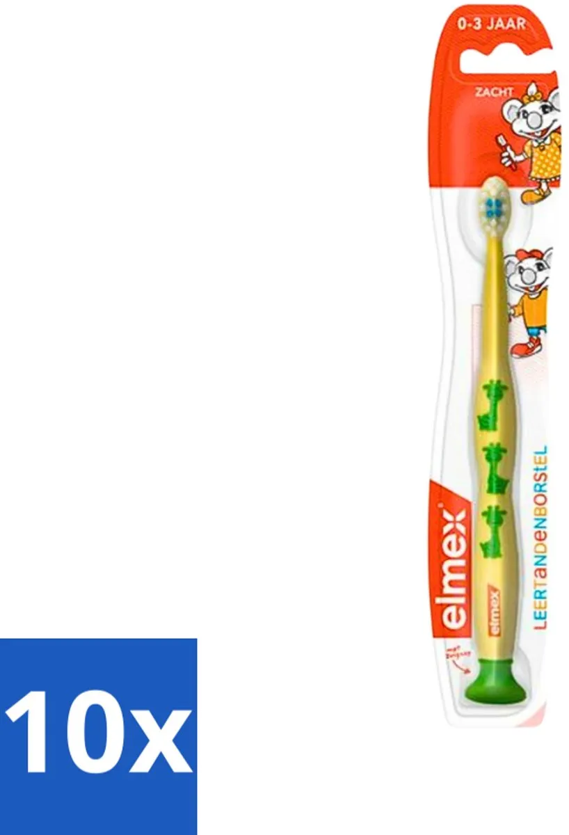 Elmex - Tandenborstel - Leertandenborstel Zacht (0-3 jaar) - Peuterverzorging - 1 tandenborstel - Bulkverpakking - 10 stuks