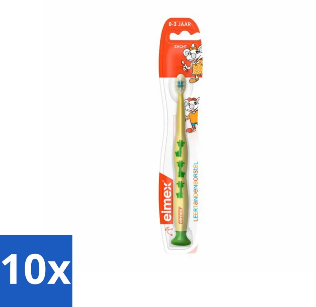 Elmex - Tandenborstel - Leertandenborstel Zacht (0-3 jaar) - Peuterverzorging - 1 tandenborstel - Bulkverpakking - 10 stuks