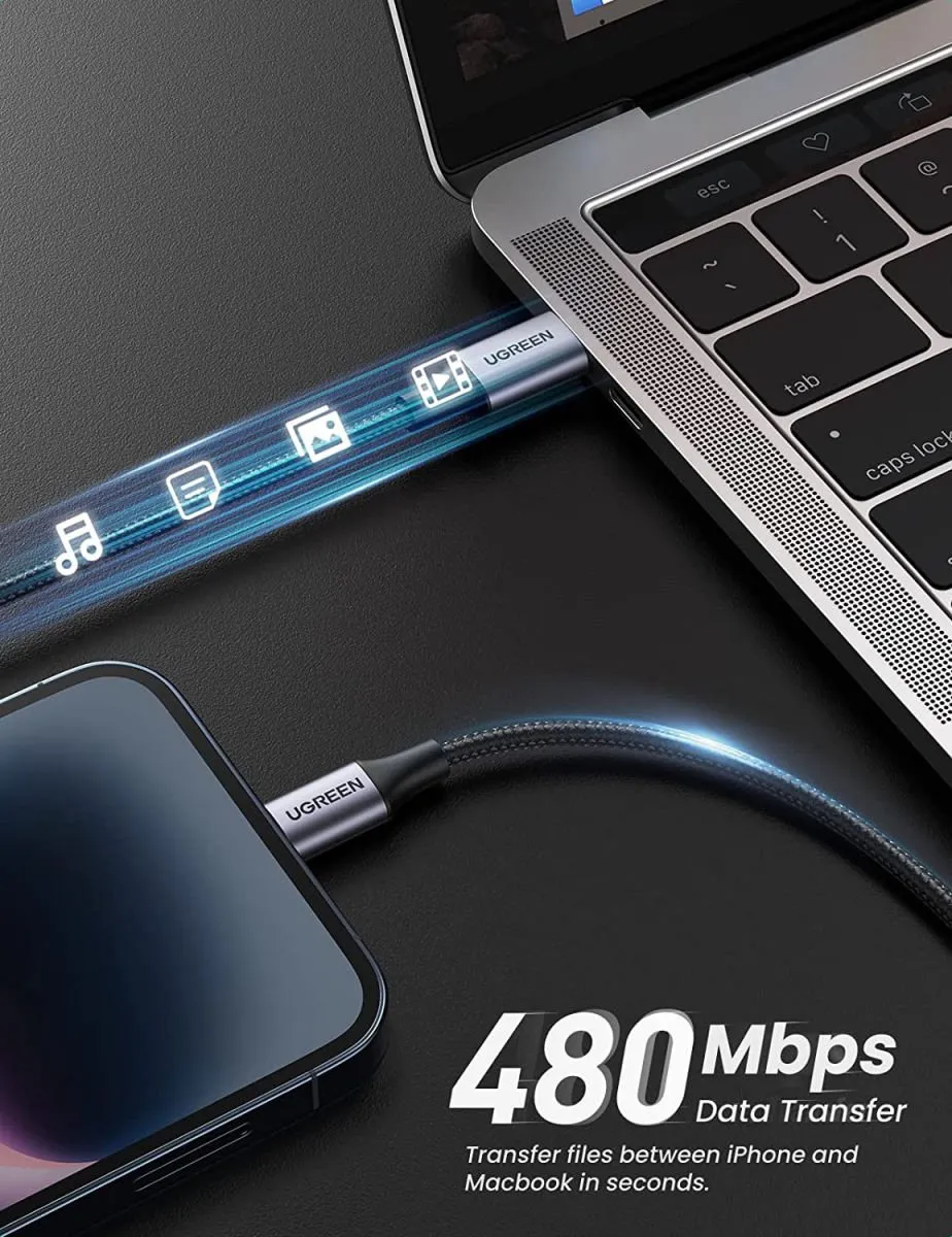 UGREEN 60759 USB-C naar Apple Lightning Kabel PD 20W - 1m - Zwart