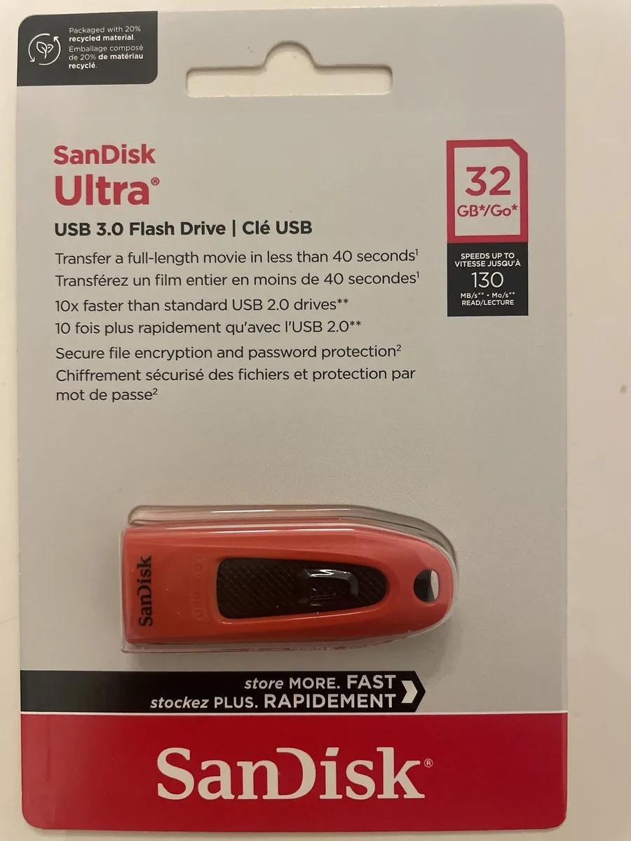 SanDisk Ultra 32GB USB 3.0 - Rood