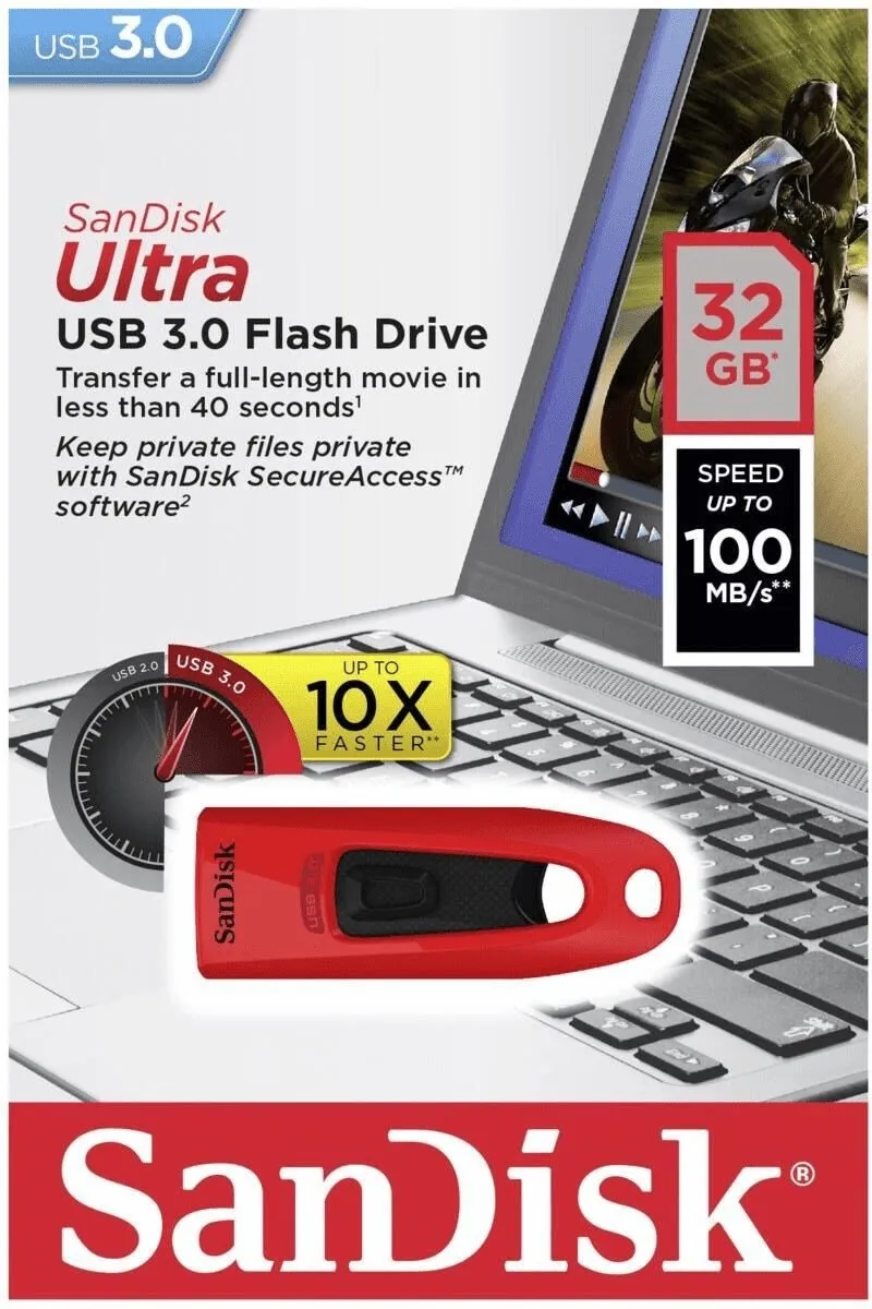 SanDisk Ultra 32GB USB 3.0 - Rood