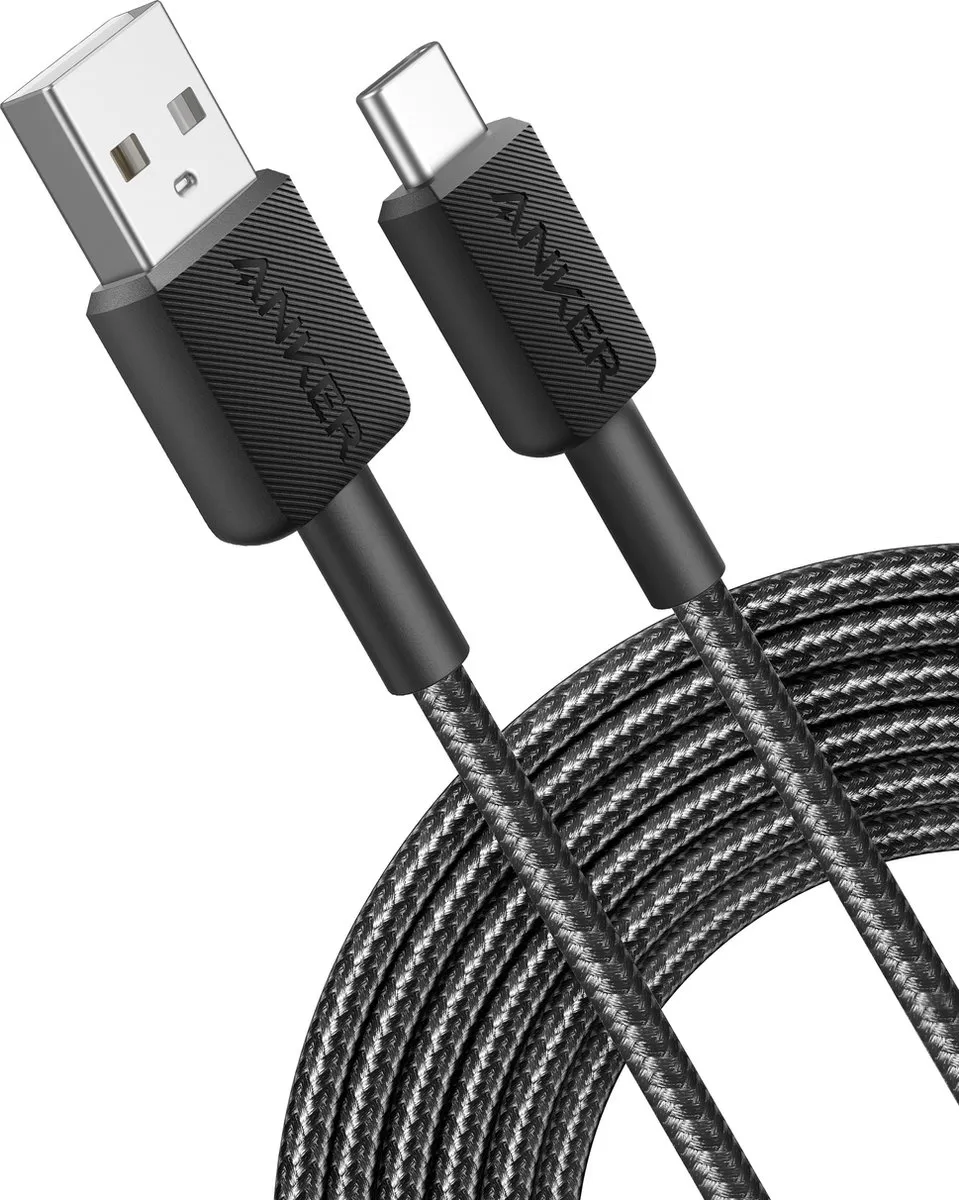 Anker 322 USB-A naar USB-C Kabel 1.8M - Zwart