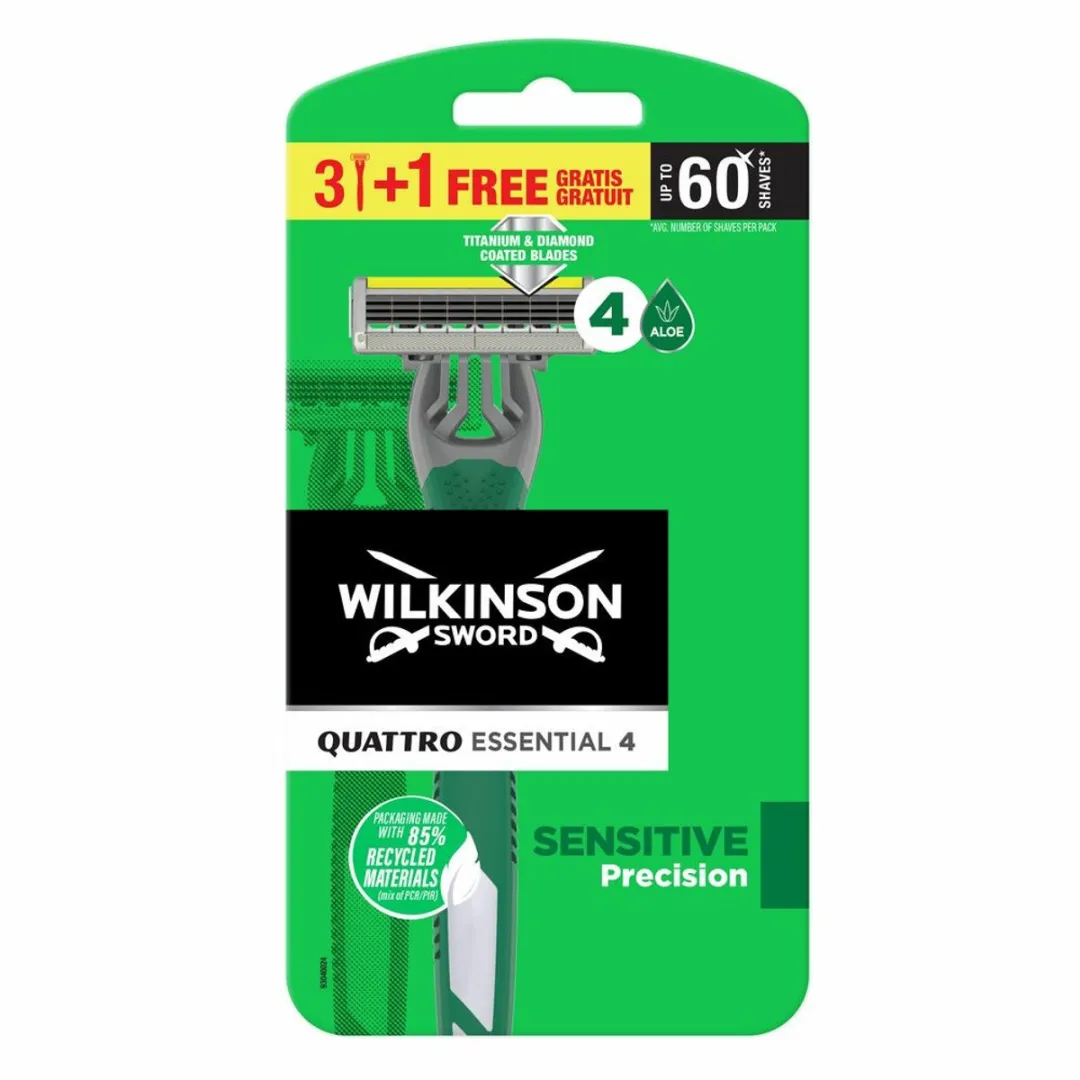Wilkinson Quattro Essential Wegwerpscheermesjes 4 Stuks - Groen
