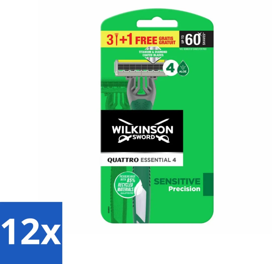 Wilkinson Quattro Essential Wegwerpscheermesjes 4 Stuks - Groen