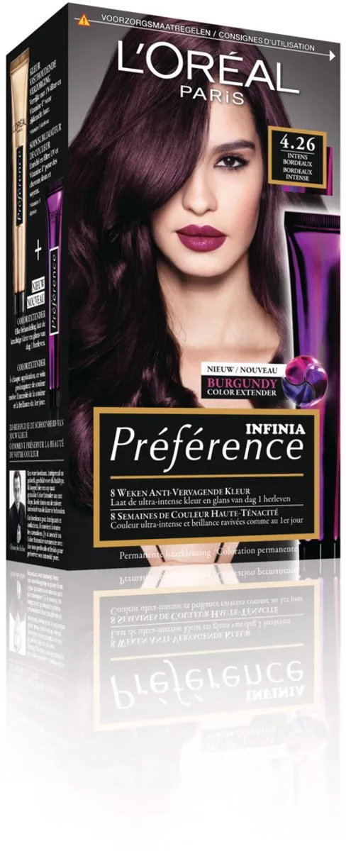 L'Oréal Paris Préférence 4.26 Intens Bordeaux Permanente Haarkleuring 996ml