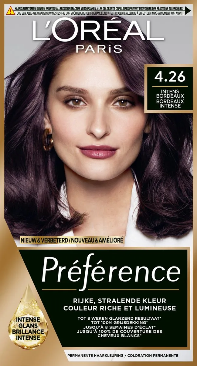 L'Oréal Paris Préférence 4.26 Intens Bordeaux Permanente Haarkleuring 996ml