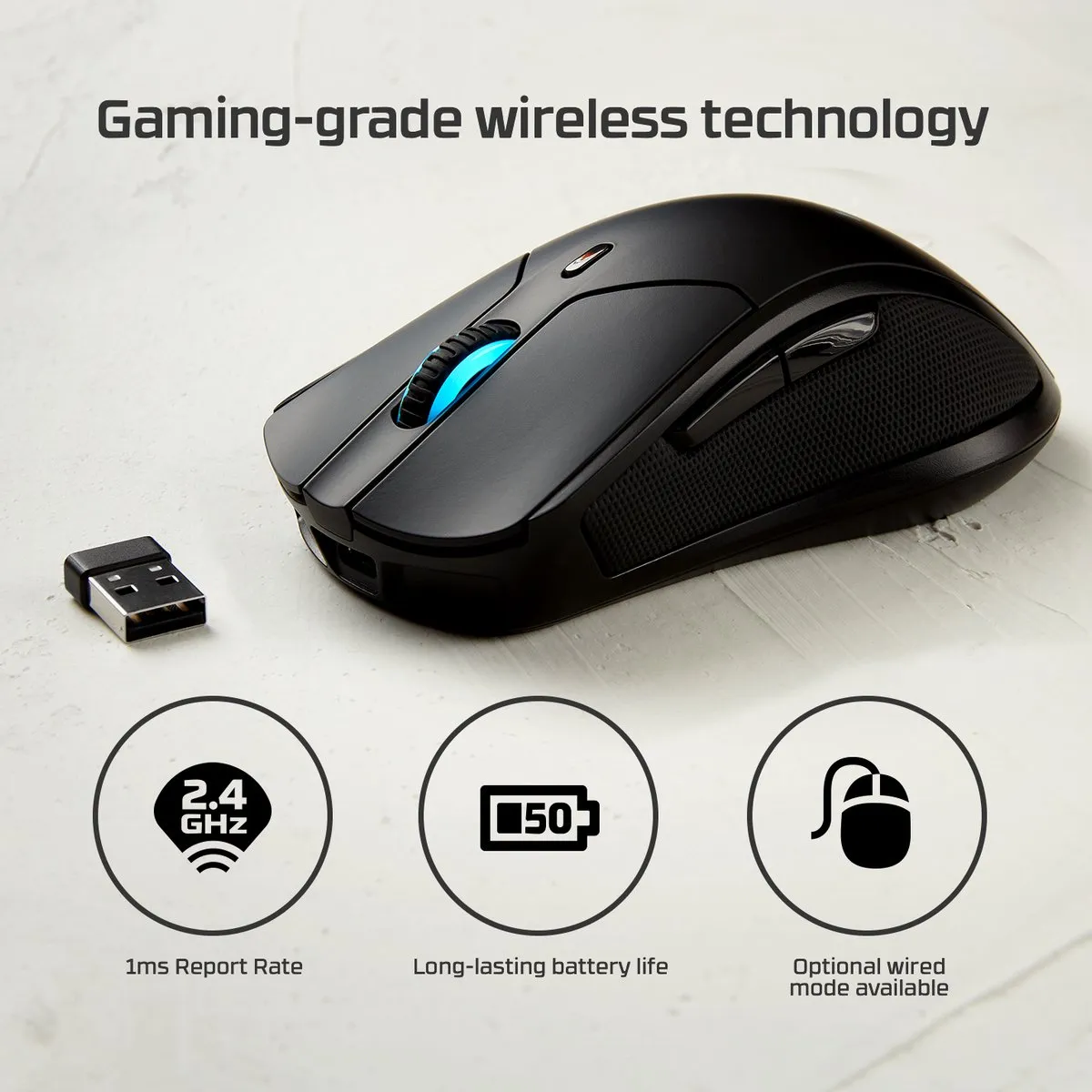 HyperX Pulsefire Dart HX-MC006 Draadloze Gaming Muis - Zwart - afbeelding 5 van 6