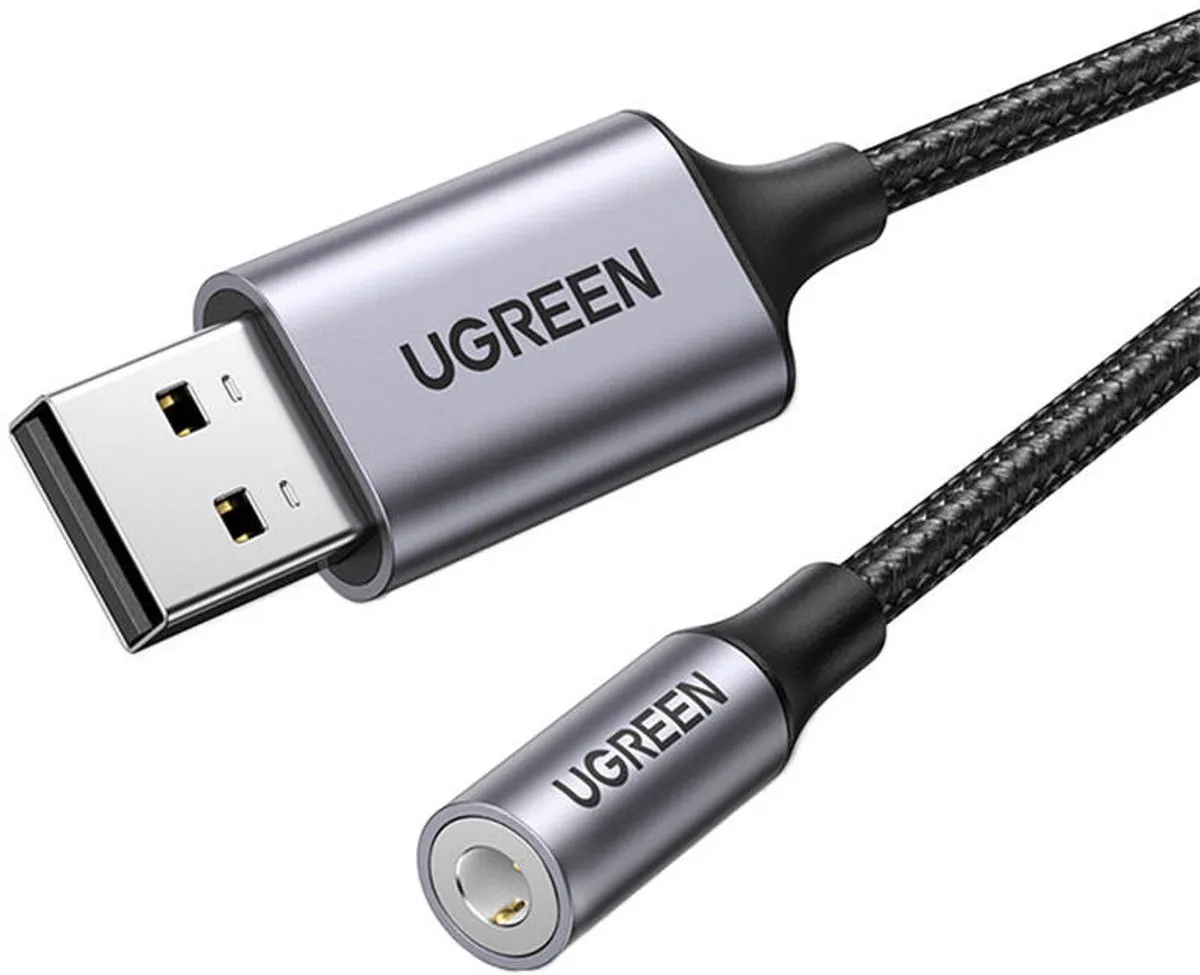 UGREEN USB naar 3.5mm Audio Adapter - Grijs