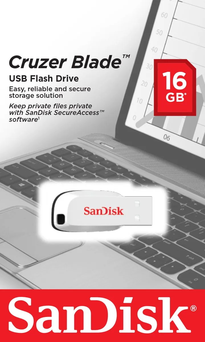 SanDisk Cruzer Blade USB-stick 16GB - Wit