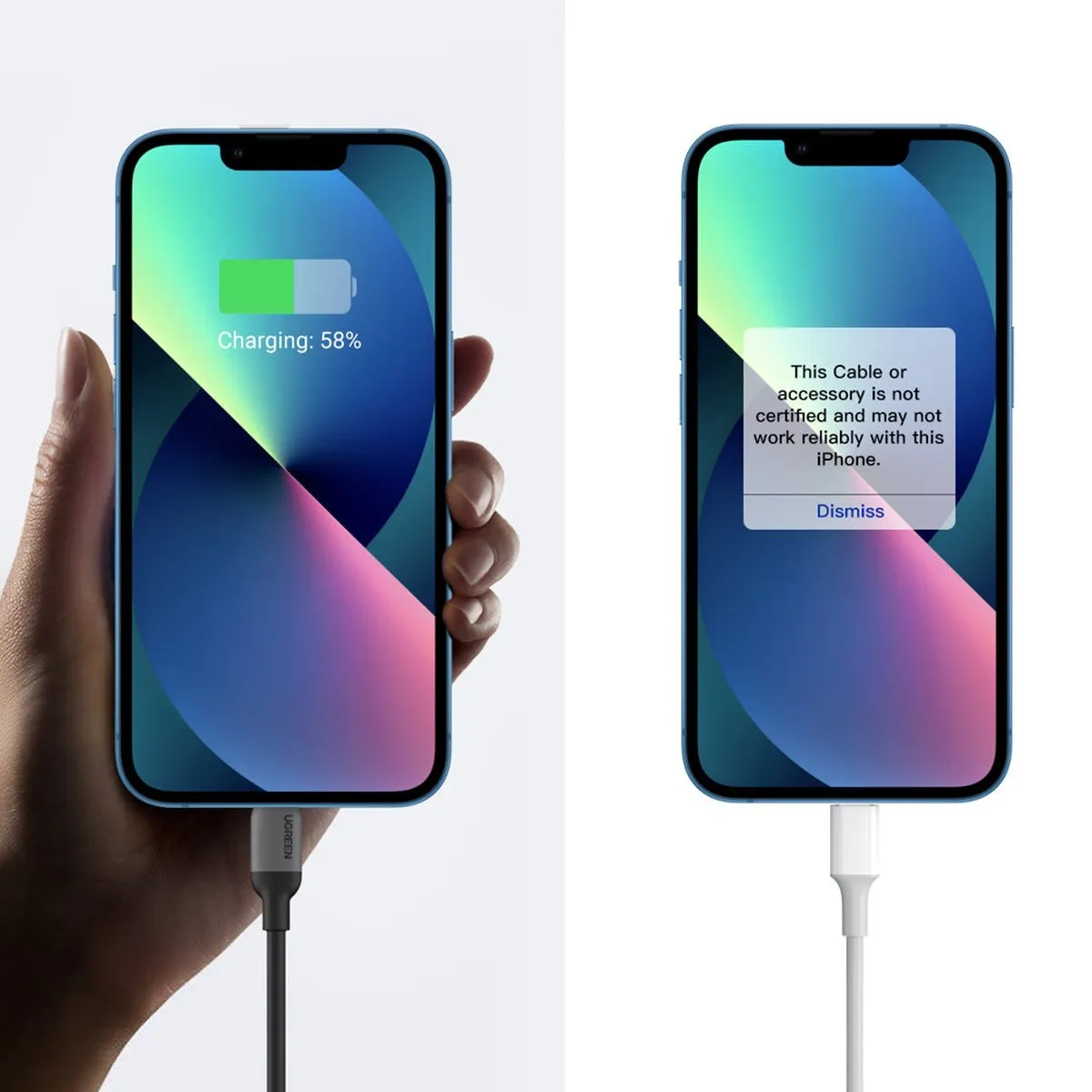 Ugreen C94 USB-C Lightning MFI Snellaadkabel 1m - Zwart