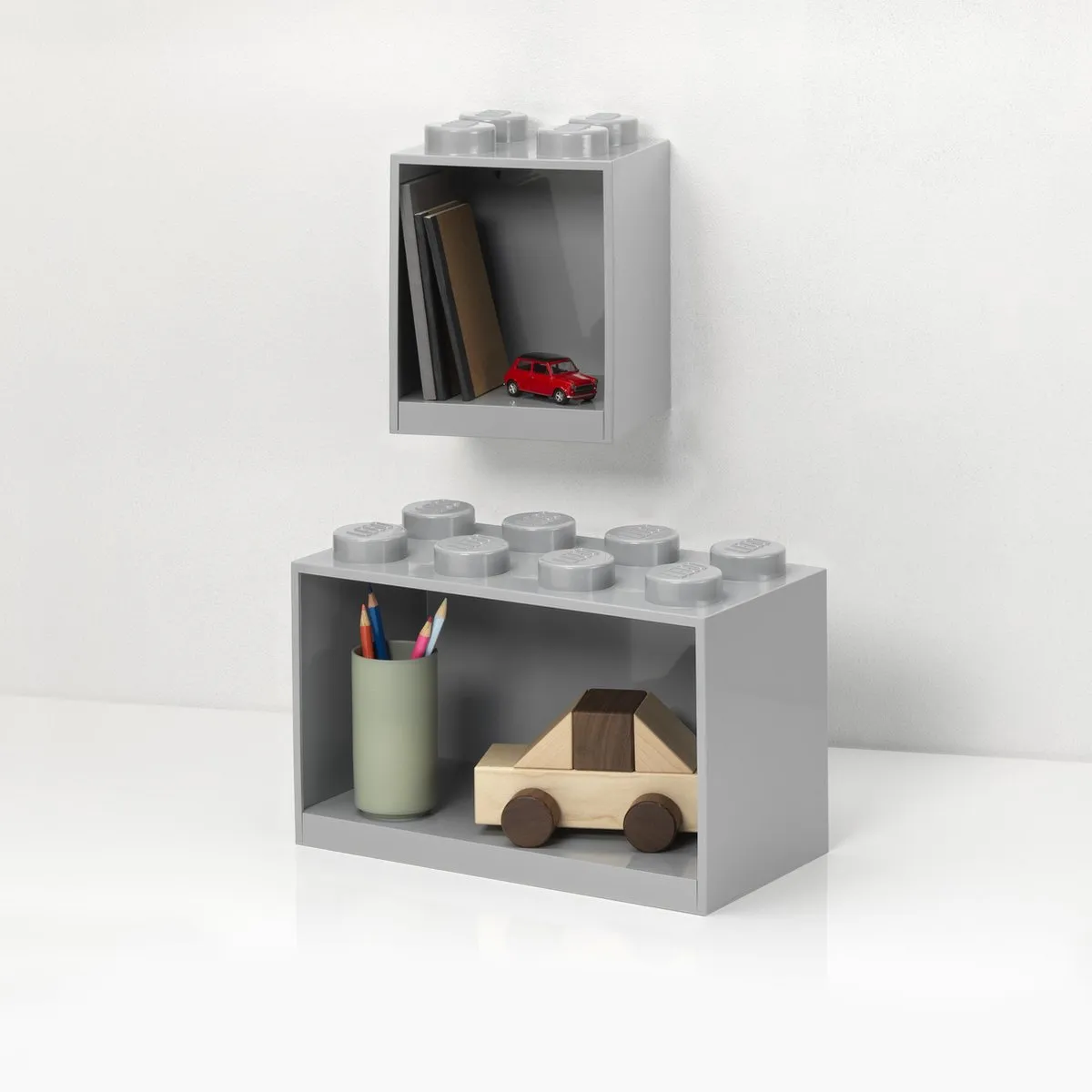 LEGO Iconic Wandschap Brick 4 en 8 - Grijs
