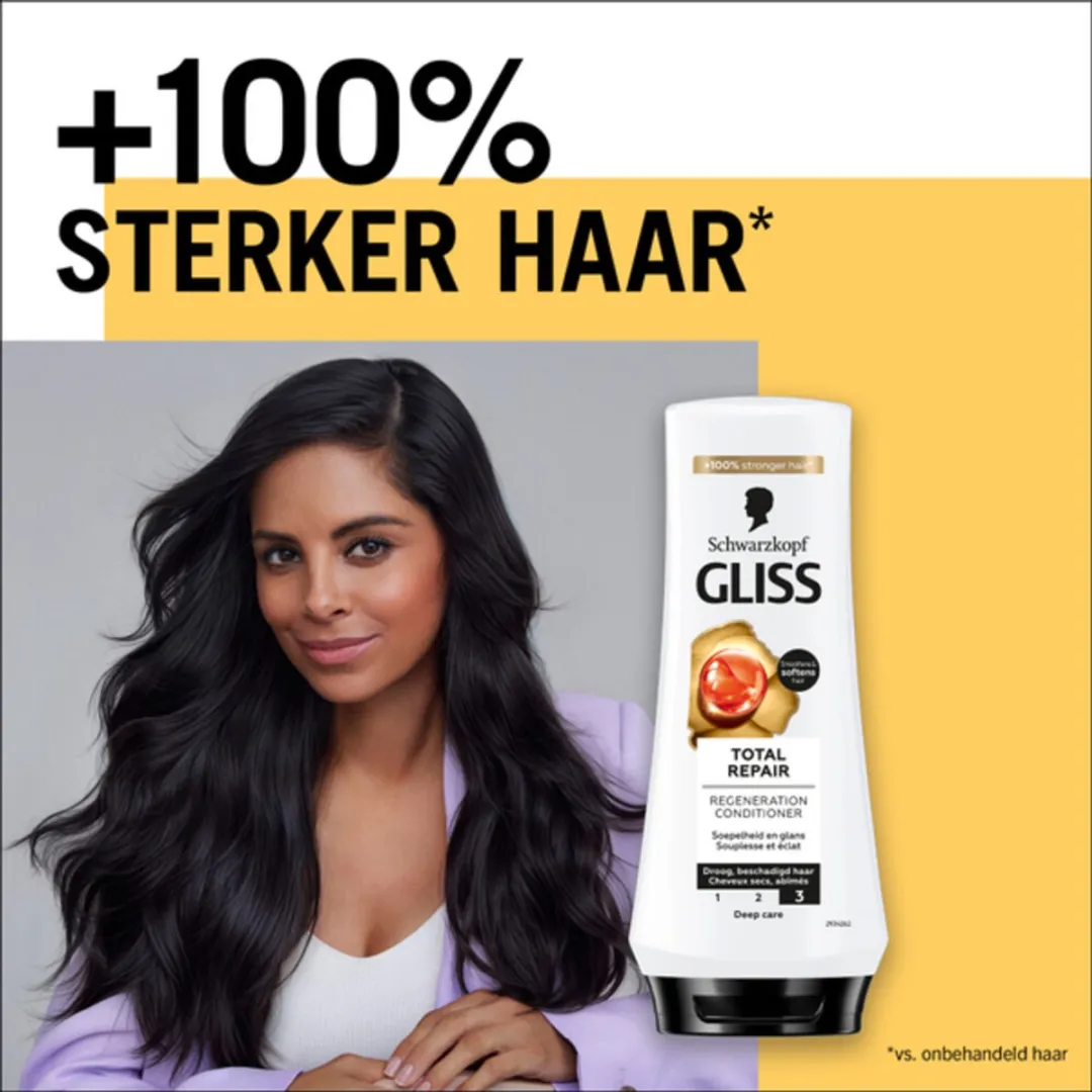 Gliss - Hair Repair - Conditioner voor Totaal Herstel - 200 ml - Voordeelverpakking - 12 stuks - Droog haar - Beschadigd haar