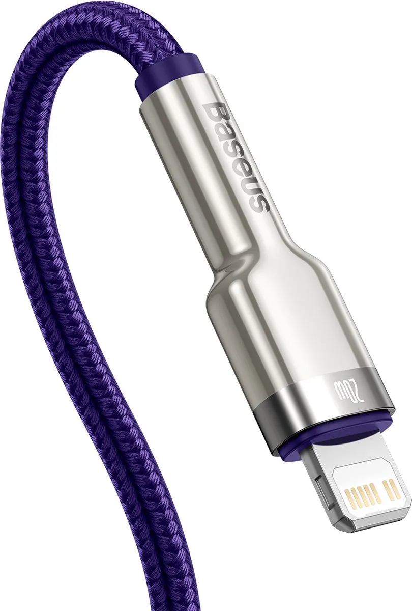 Baseus Cafule USB-C naar Lightning Kabel 20W 2m - Transparant Paars