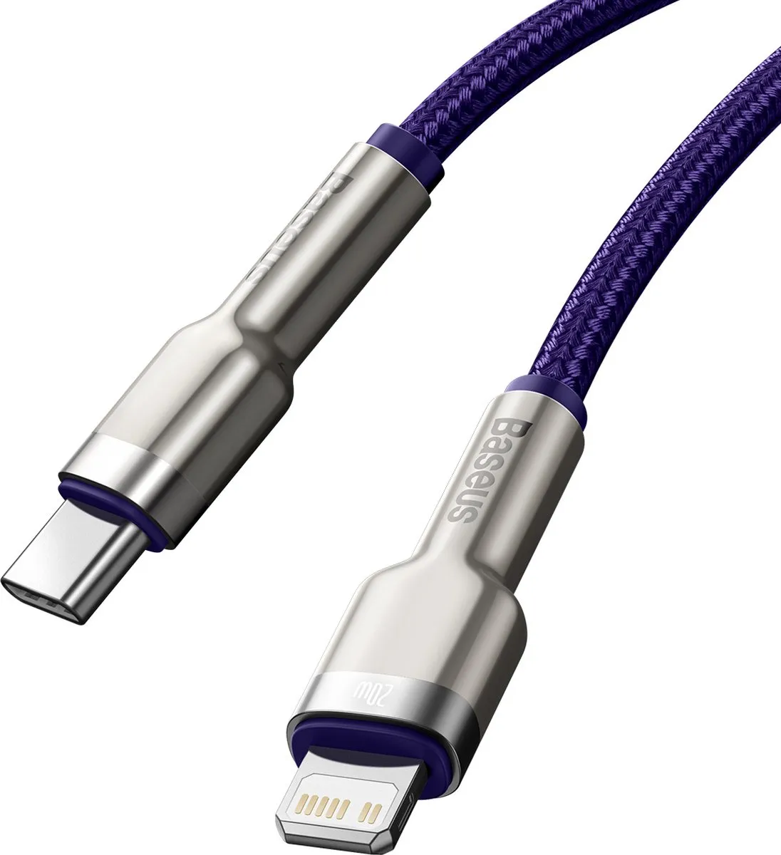 Baseus Cafule USB-C naar Lightning Kabel 20W 2m - Transparant Paars - afbeelding 6 van 6