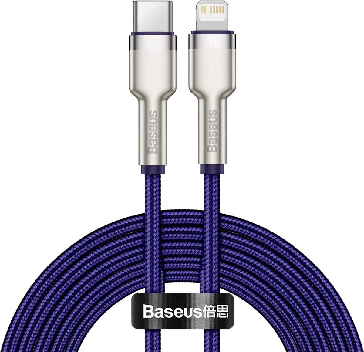 Baseus Cafule USB-C naar Lightning Kabel 20W 2m - Transparant Paars