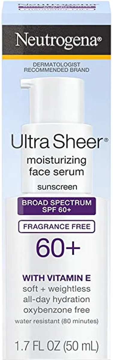Neutrogena Ultra Sheer Moisturizing Face Serum with Vitamin E & SPF 60+,