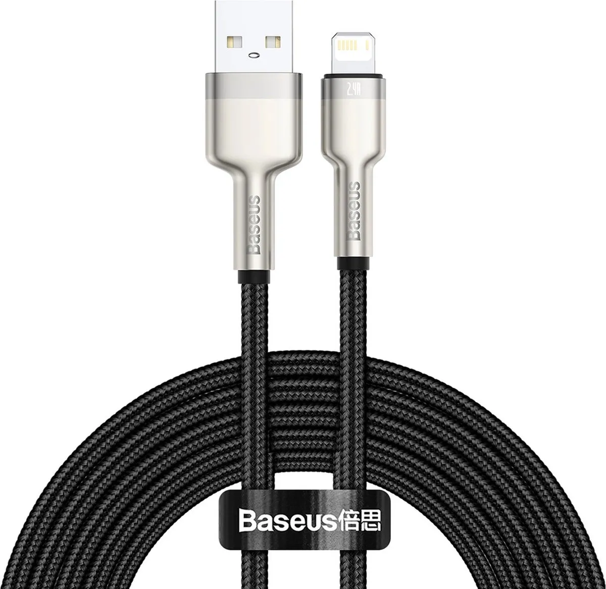 Baseus Cafule Metalen USB-A/Lightning Kabel 1m - Zwart