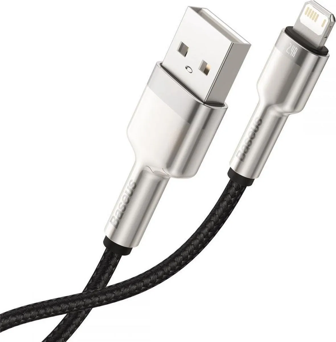 Baseus Cafule Metalen USB-A/Lightning Kabel 1m - Zwart
