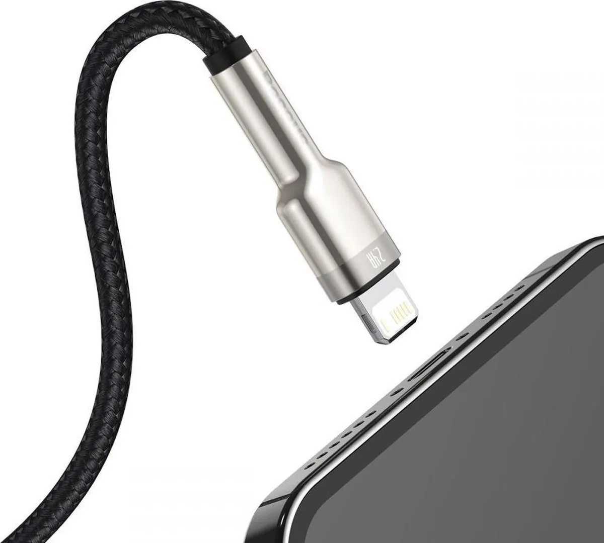Baseus Cafule Metalen USB-A/Lightning Kabel 1m - Zwart