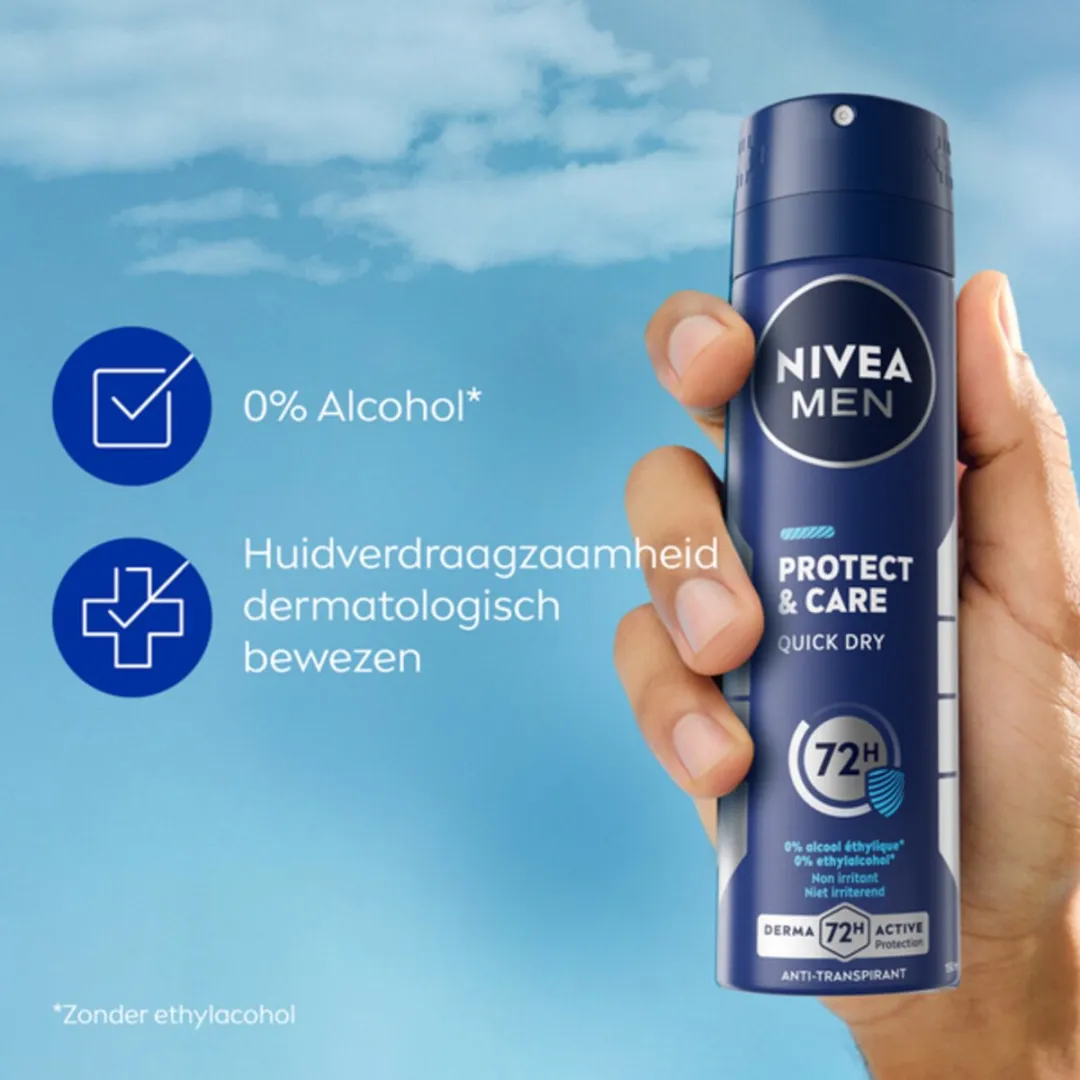 NIVEA Men Deodorant Spray Protect & Care 150ml - 7 Stuks