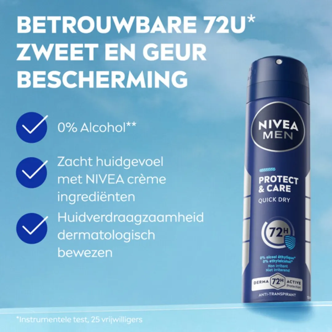 NIVEA Men Deodorant Spray Protect & Care 150ml - 7 Stuks
