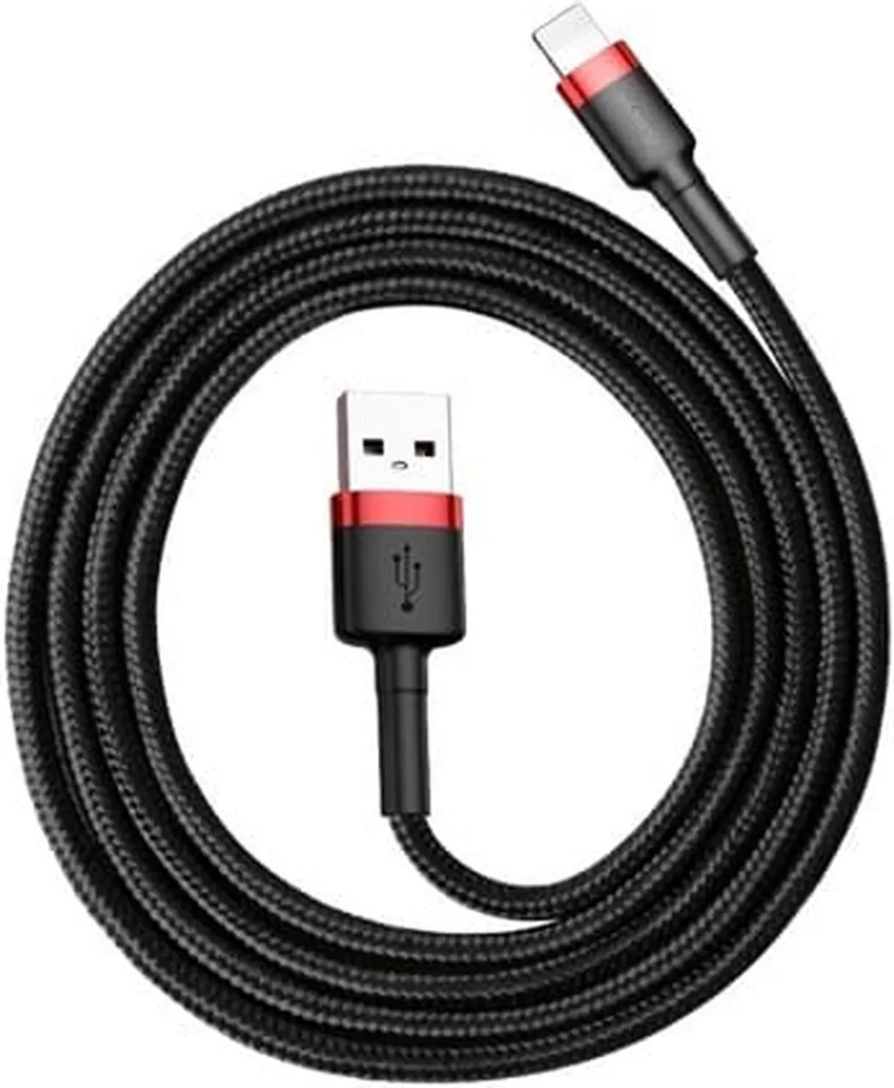 Baseus Universele USB naar Lightning Kabel 2m - 2.5A - Zwart/Rood