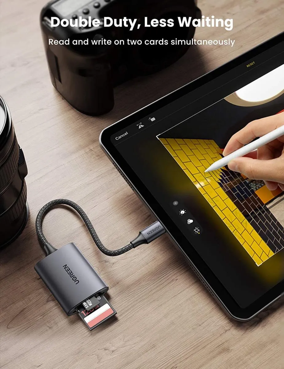UGREEN SD/TF-Kaartlezer USB-C 5Gb/s - Grijs - afbeelding 6 van 6
