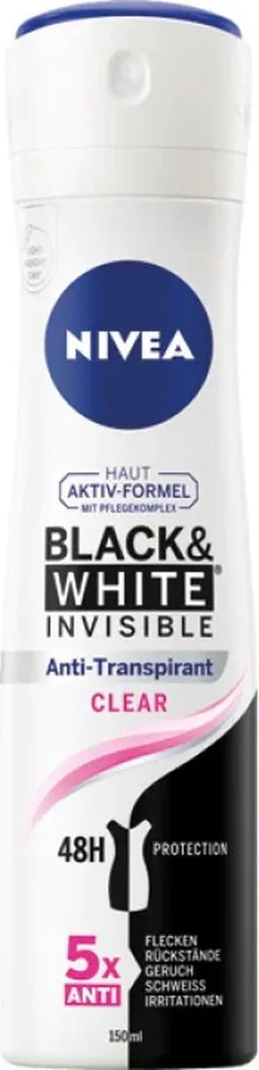 NIVEA Black & White Invisible Clear Deo Spray 150ml