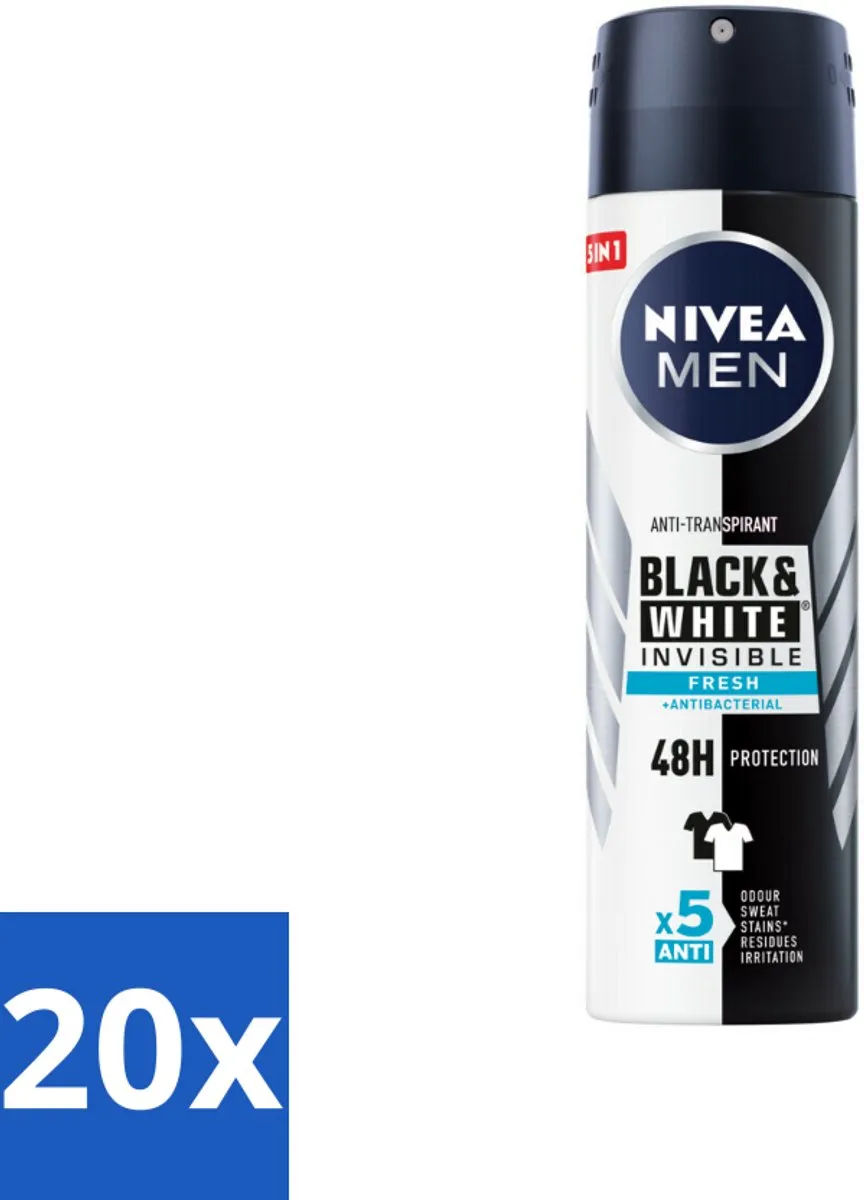 NIVEA Men Deodorant Spray Invisible Black & White Fresh 150ml