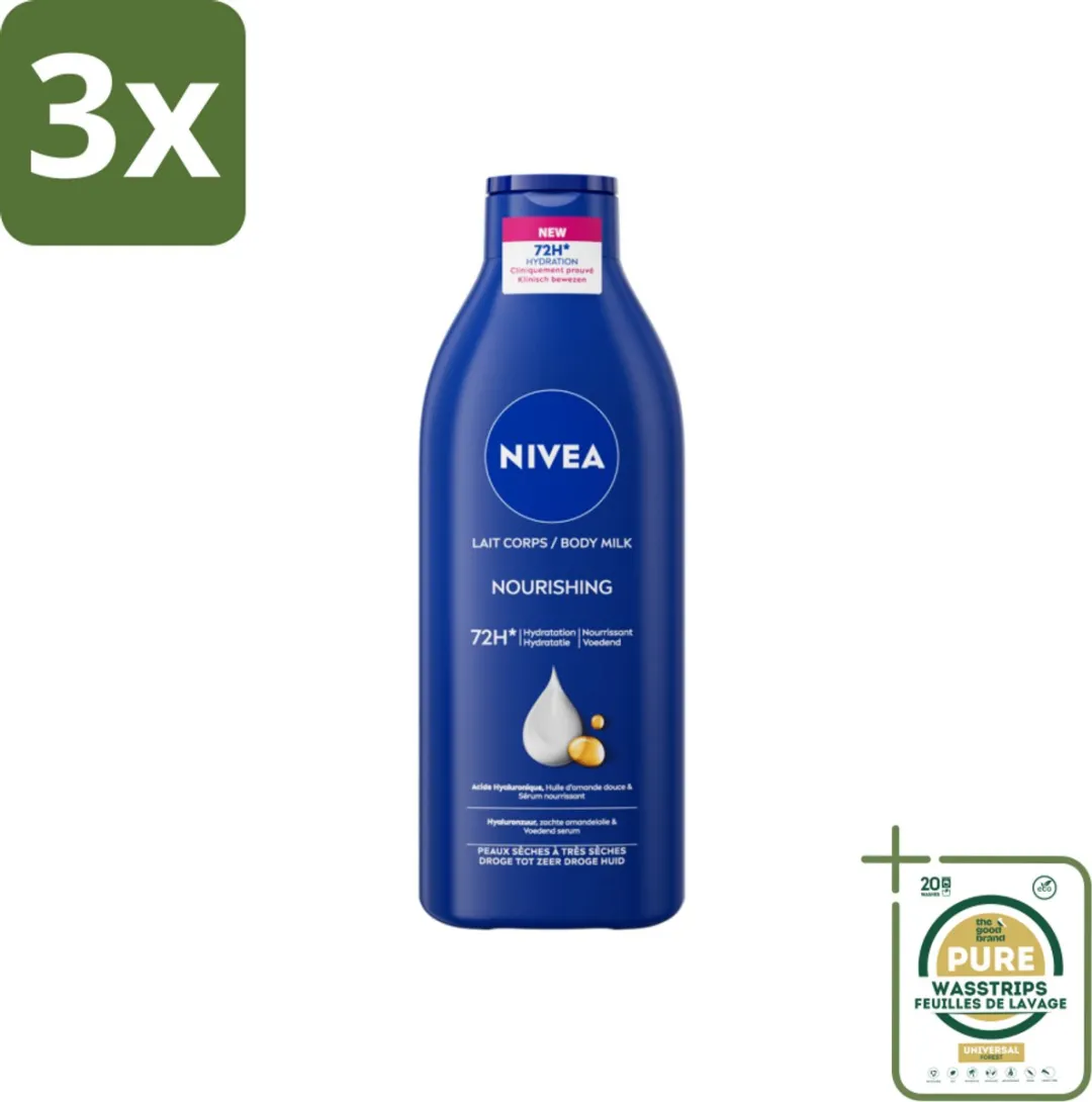 NIVEA Body Milk 72u Hydratatie - 1200ml (3x400ml)