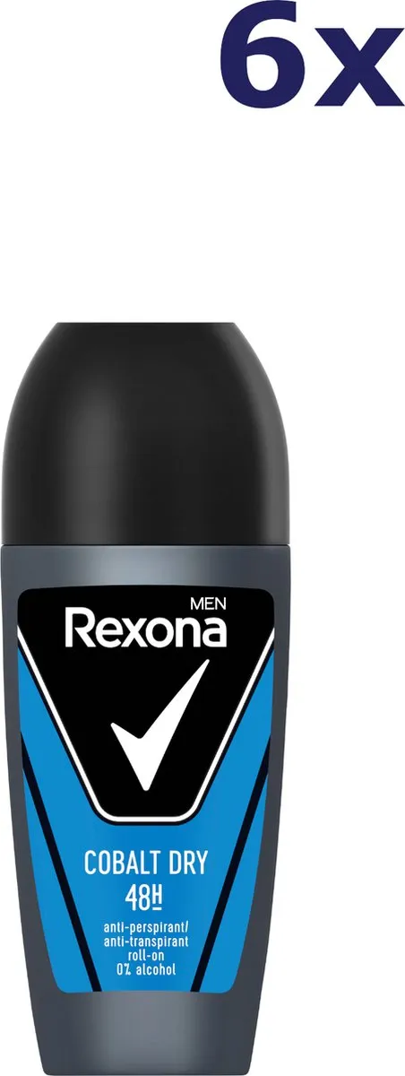 Rexona Men Deo Roll-on Cobalt Dry 50ml - 6 Stuks
