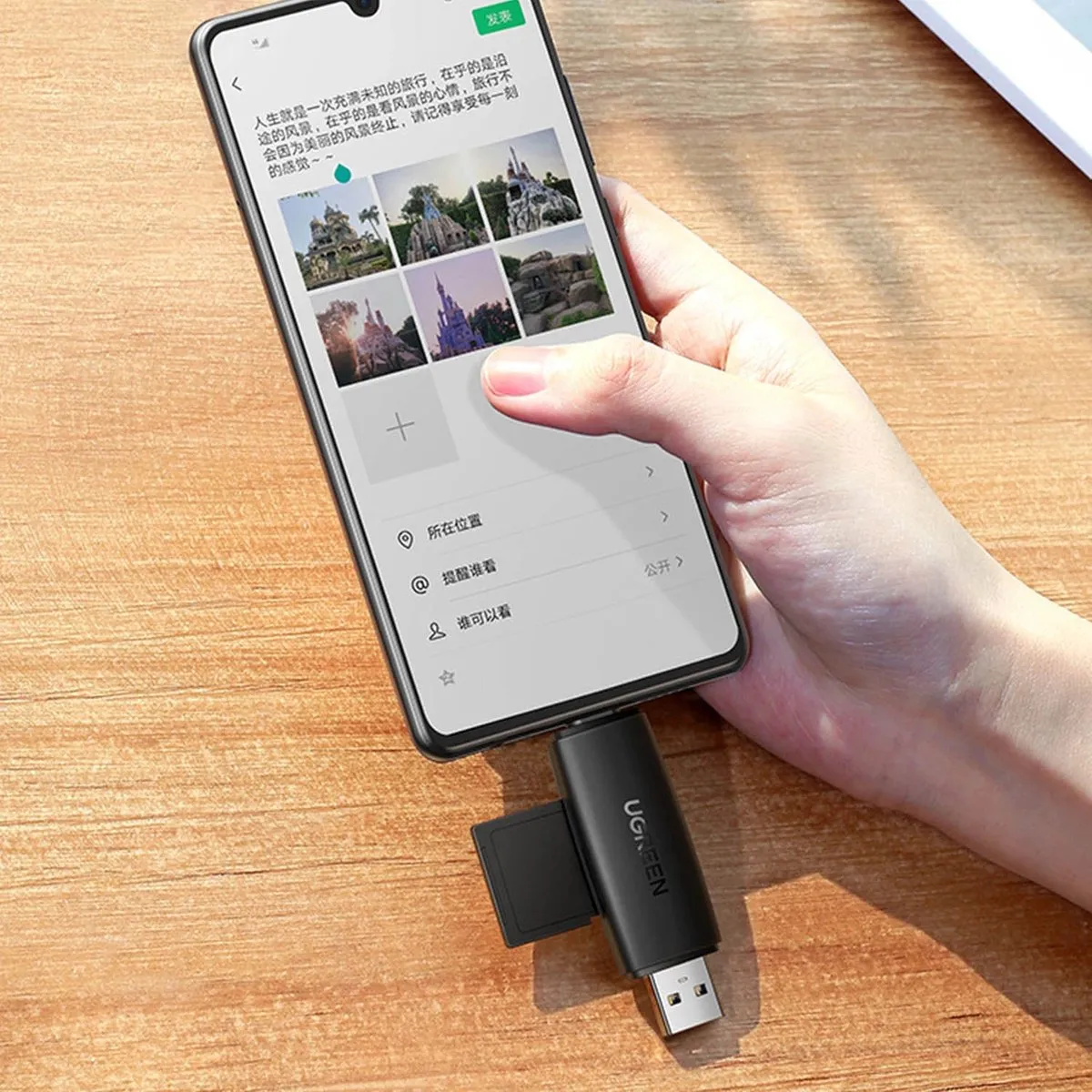 Ugreen CM304 SD-kaartlezeradapter - USB-A/USB-C - Zwart - afbeelding 6 van 6