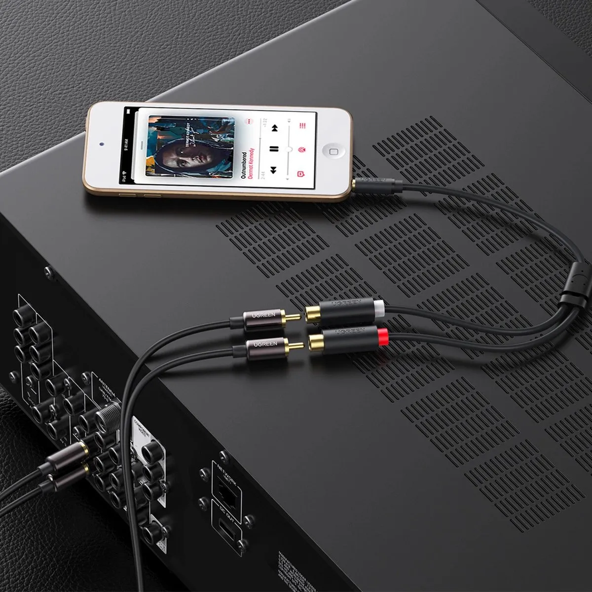 UGREEN Audio-adapter 3,5mm naar 2xRCA - 0,25m - Grijs - afbeelding 6 van 6