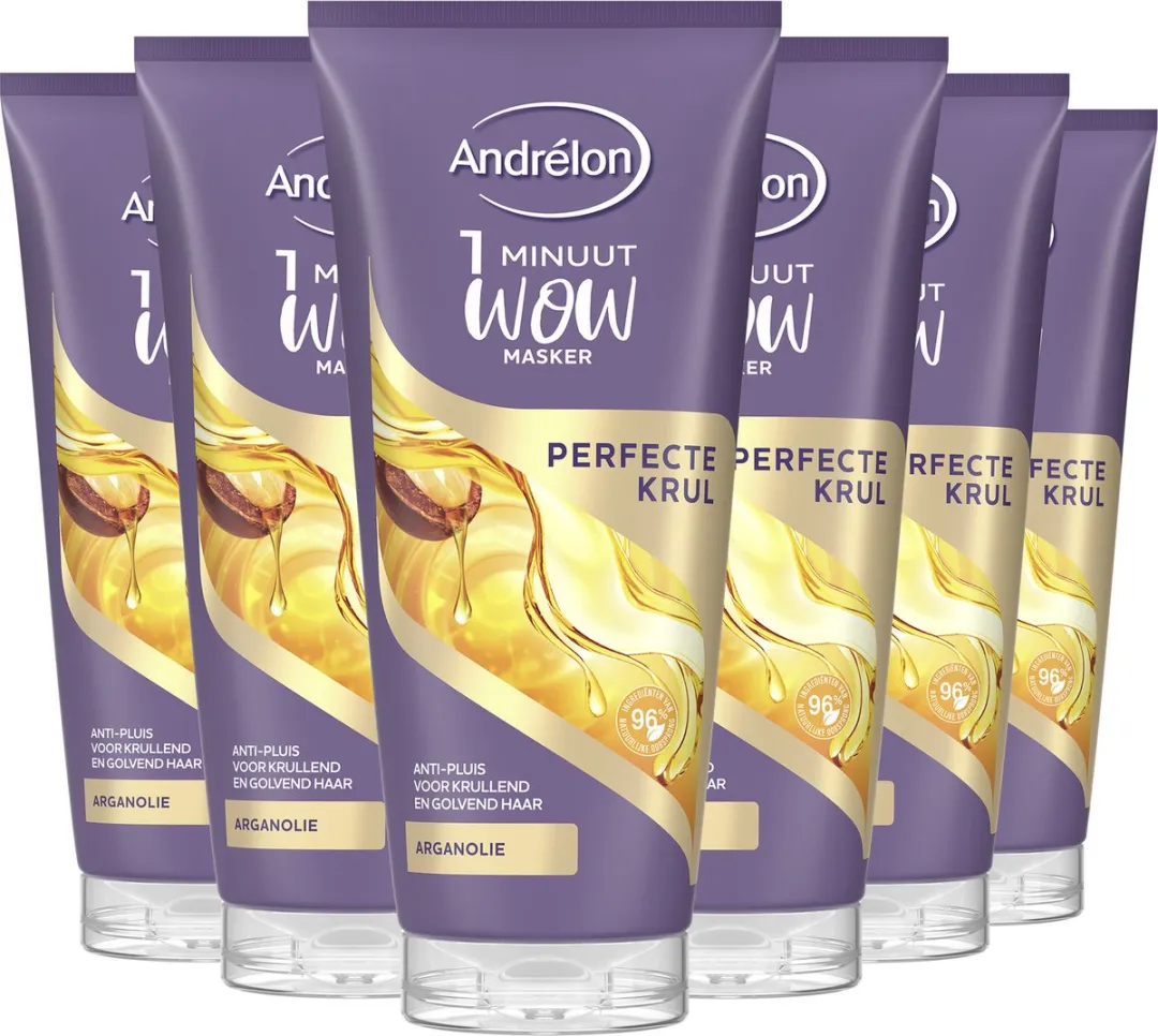 Andrélon 1 Minuut WOW Masker Krullend Haar 6x180ml