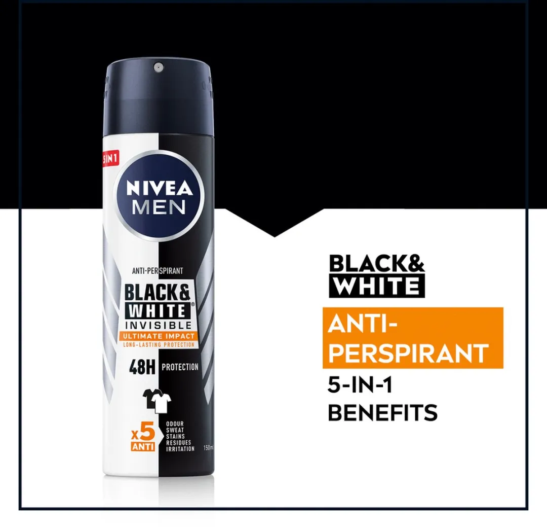 NIVEA MEN Black & White Ultimate Impact Deo Spray 72u - 6x150ml