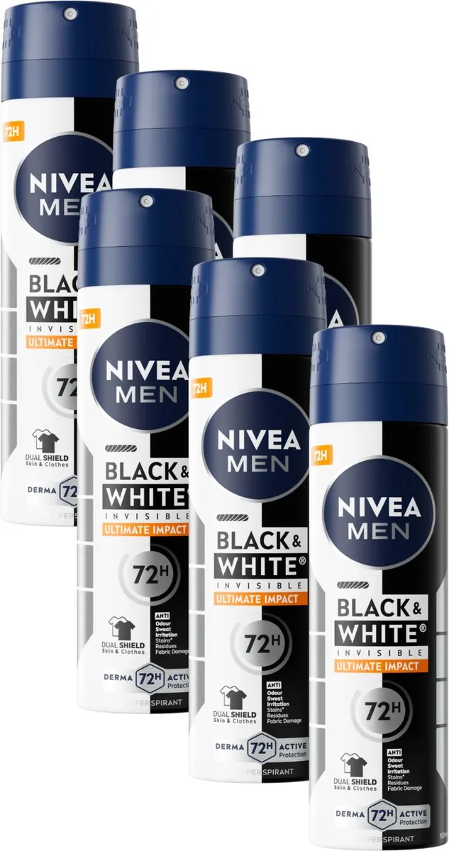 NIVEA MEN Black & White Ultimate Impact Deo Spray 72u - 6x150ml