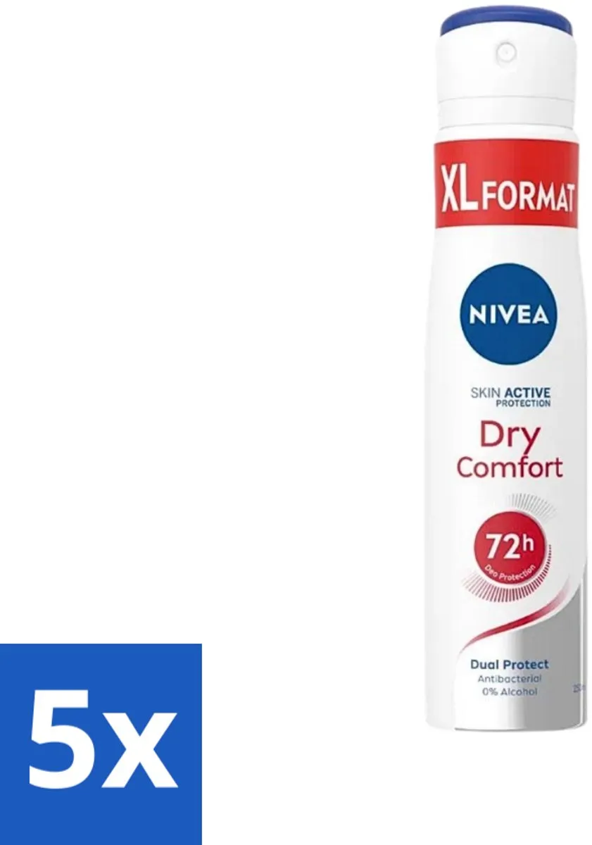 NIVEA Deospray Dry Comfort 250ml - 5 Stuks