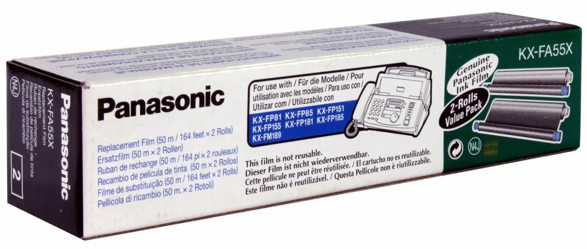 Panasonic KX-FA55X Thermotransferlint - Zwart - 2 Stuks