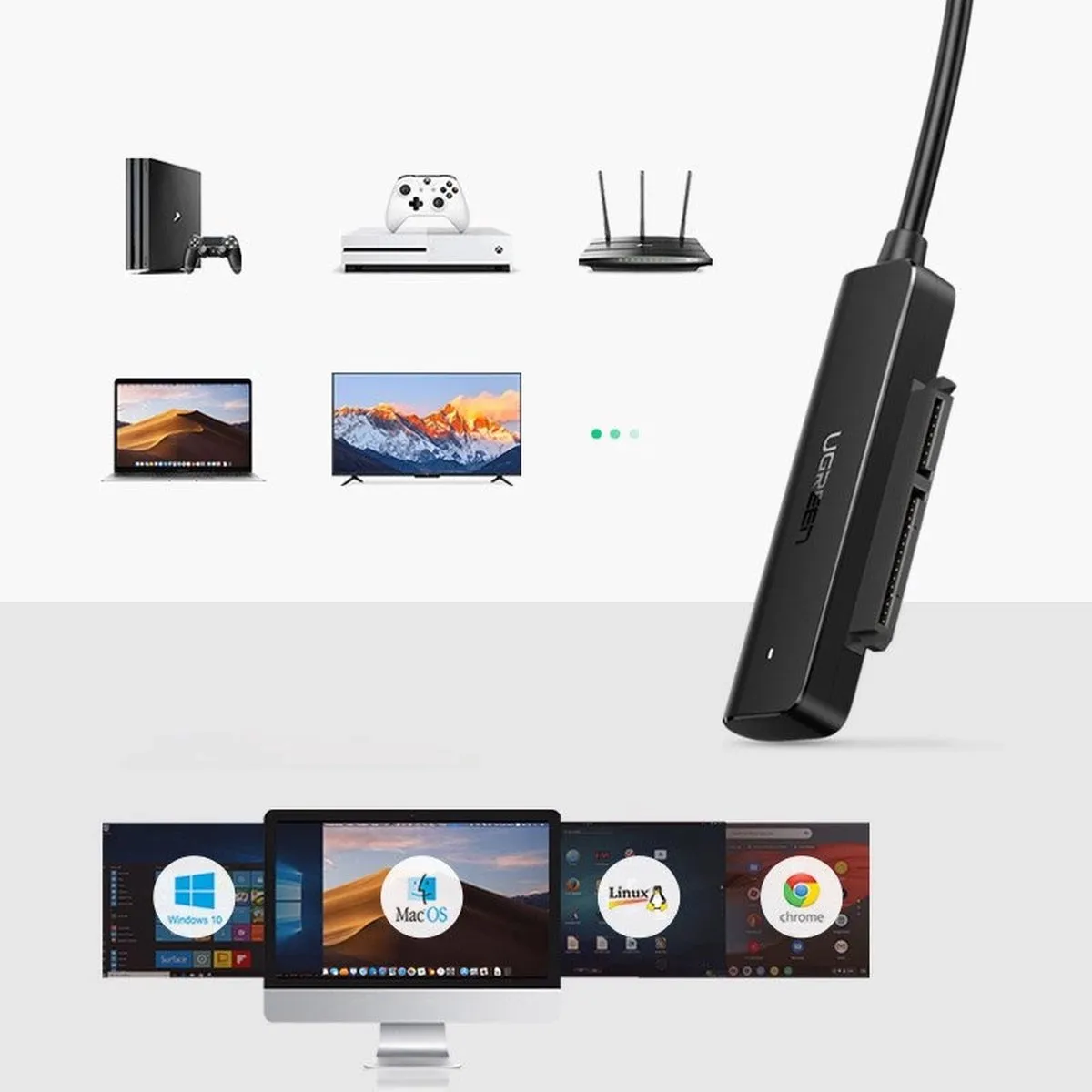 Ugreen USB 3.0 naar SATA Adapter 2,5 inch HDD/SSD - Zwart