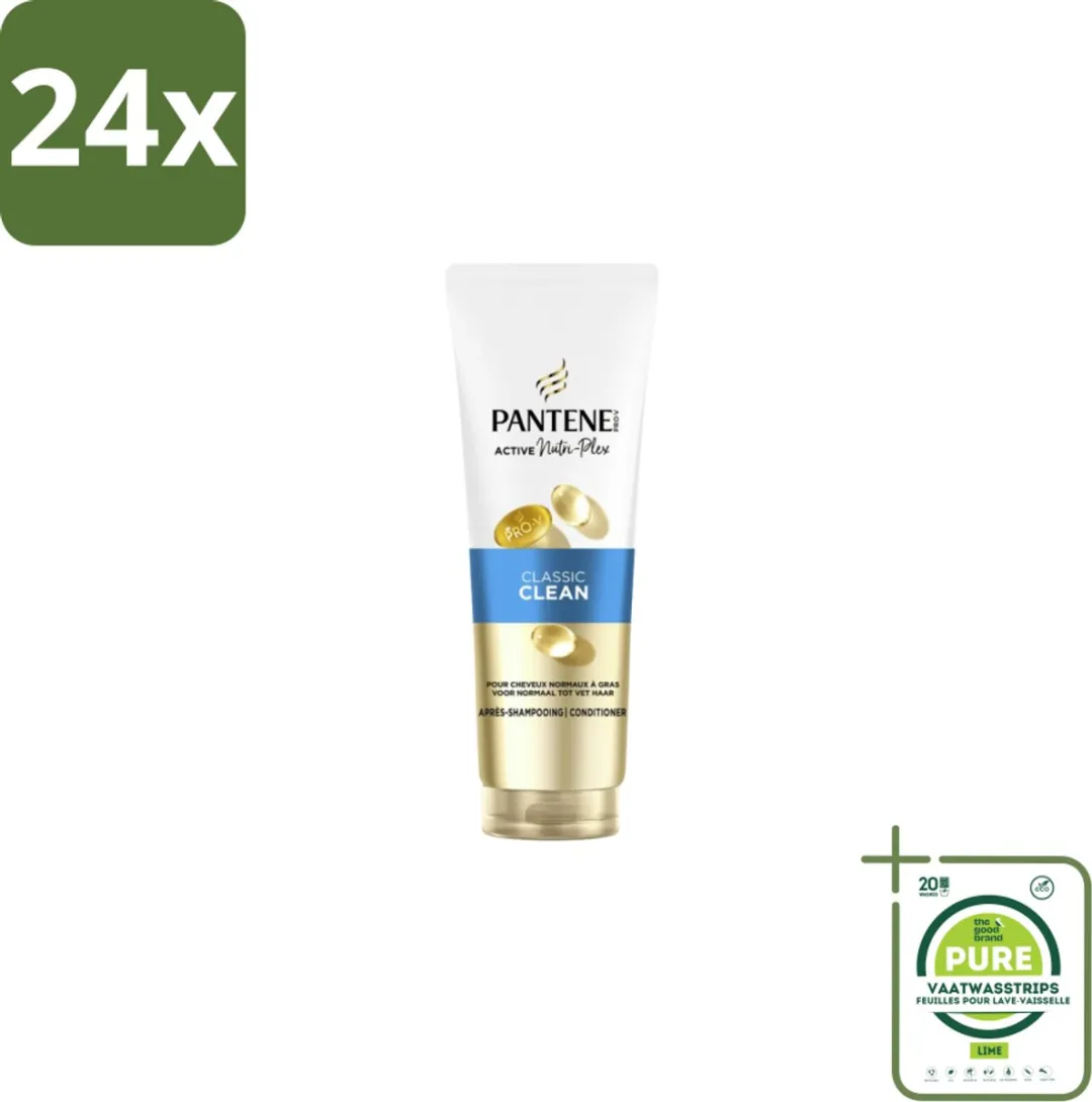 Pantene – Conditioner – Classic Clean – 230 ml - Voordeelverpakking - 24 stuks - Haar verzorging - Haar verzorging voor normaal haar