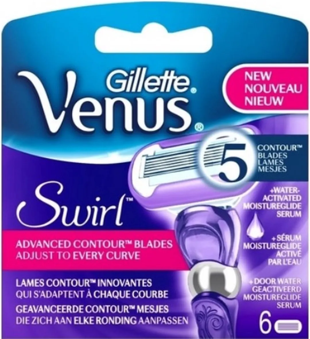 Gillette Venus Swirl Scheermesjes 6 Stuks - 5 Bladen - Paars