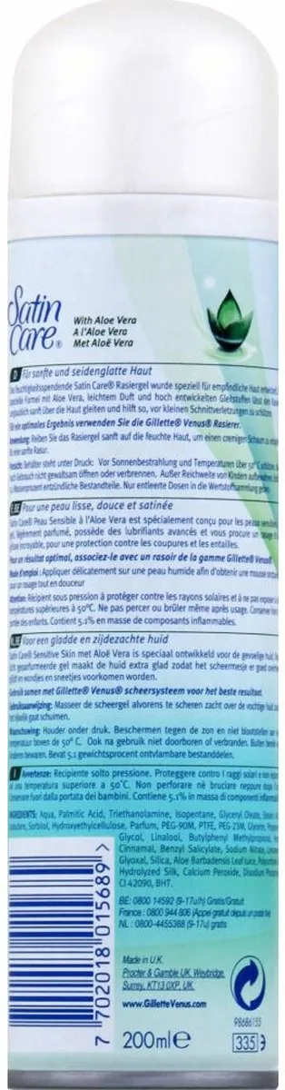 Gillette Venus Sensitive Scheergel 200ml - Aloë Vera
